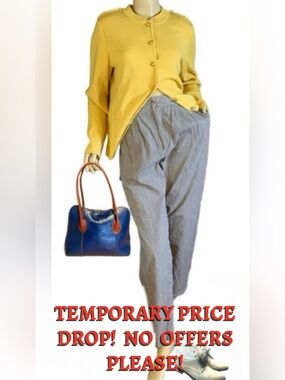 TALBOTS YELLOW PURE MERINO WOOL BUTTON FRONT CARDIGAN SWEATER (L)